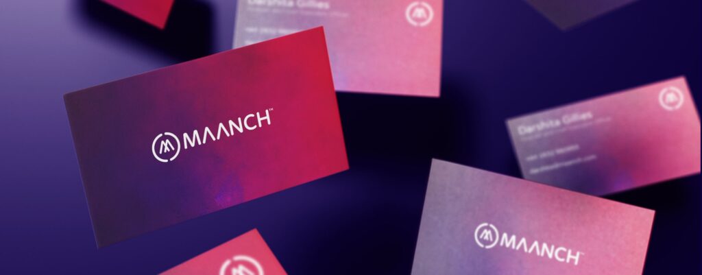 A collection of business cards displaying the word "amnity" prominently on each card.